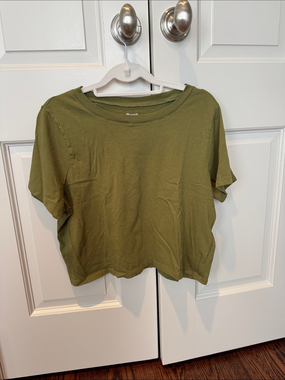 Madewell Boxy Olive Green Short-Sleeve Crop Tee